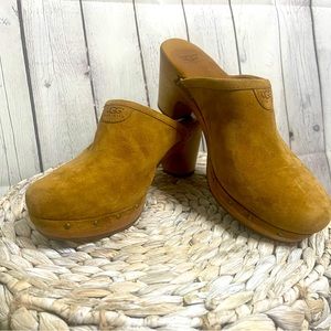 UGG Brown Suede Y2K Studded Abbie Clogs Shoes Sz 8